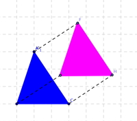 Parallellforskyvning av den blå trekanten.
